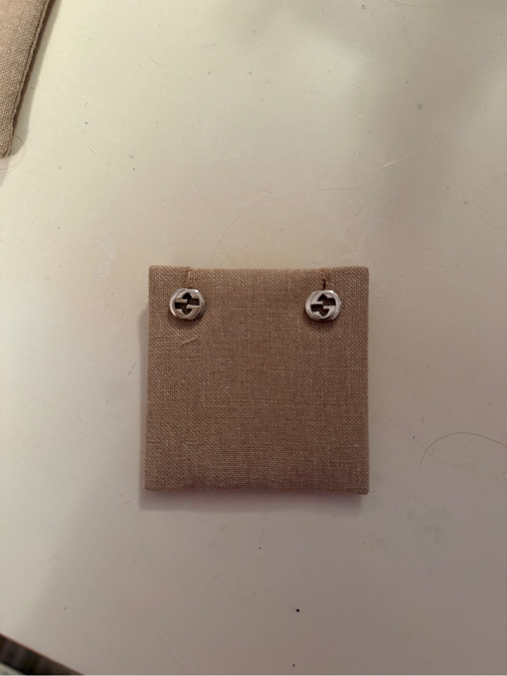Gucci Silver Interlocking G Round Stud Earrings